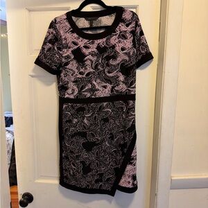 BCBGMaxAzria Black and Pink Paisley Mini Dress